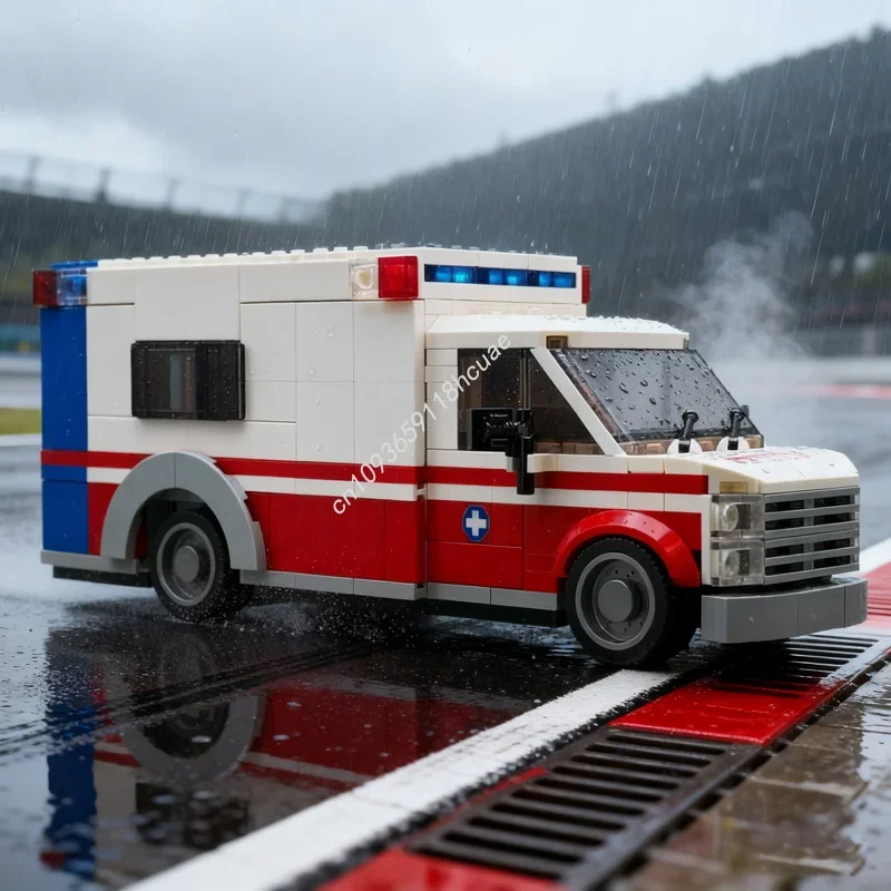 

385 шт. MOC скорая помощь, городские чемпионы, модель суперкара, строительные блоки, рождественский подарок, игрушки для сборки, идея «сделай сам», кирпич, день рождения