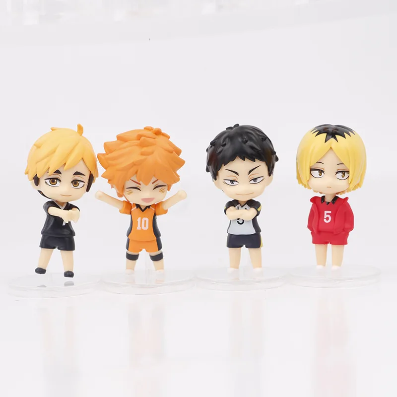 8 unidades Haikyuu!! Anime figura kodzuken hinata shoyo tobio kageyama pvc figuras de ação modelo crianças boneca ornamentos brinquedo presente