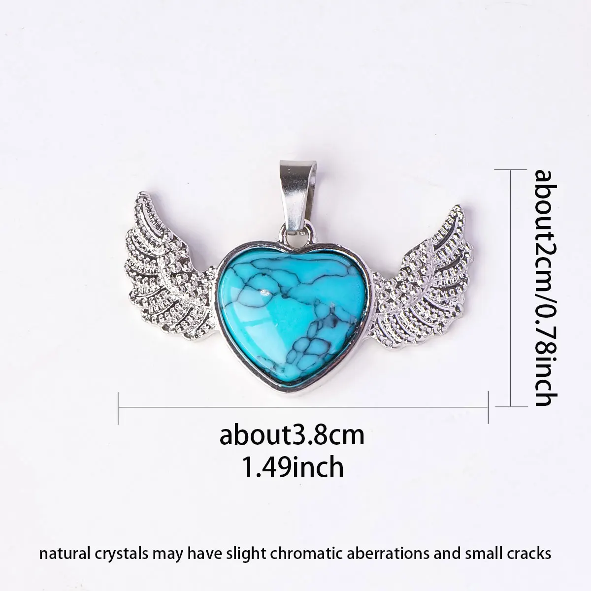 1PC Natural Crystal Polished Rolling Stone Winglet Love Heart Drop Pendant Fashion Valentine Day Mother Day gift Collocation