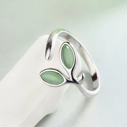 925 Sterling Silver Foliage Adjustable Rings For Women Girls Wedding Ring Luxury Jewelry Accessories