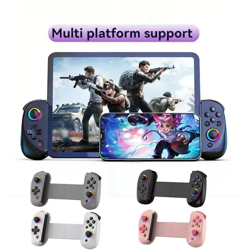 

Игровой контроллер D8 Telescopic Bluetooth 5.2 с функцией Turbo, 6-осевым гироскопом и вибрацией, совместимый с Android, iOS, PS3, PS4, Switch, PC