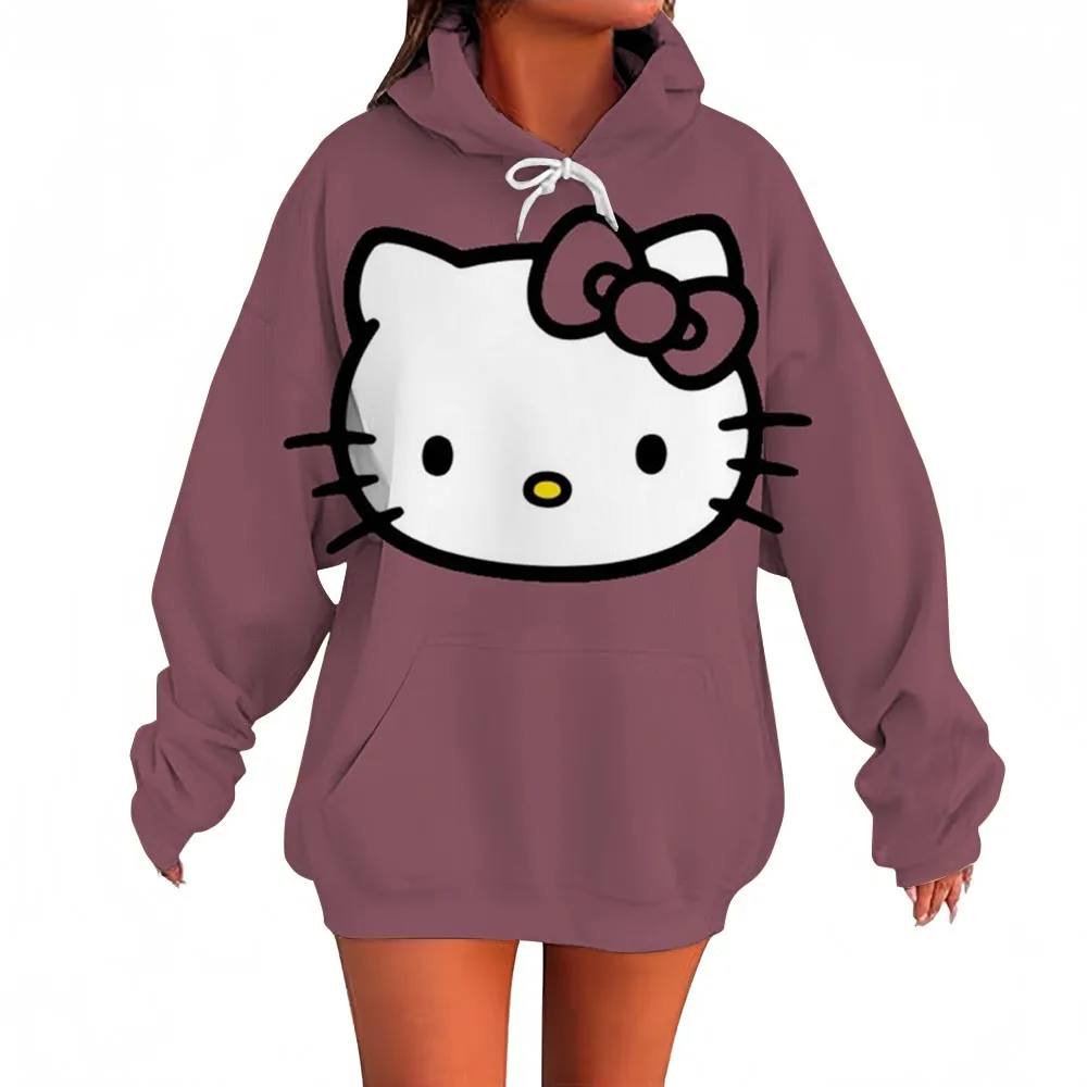 Coulomi Hello Kitty 3D Hoodie Sweatshirt Woman Clothing Harajuku Long Sleeve Hooded Pullover Sweatshirts Sport Hoodies