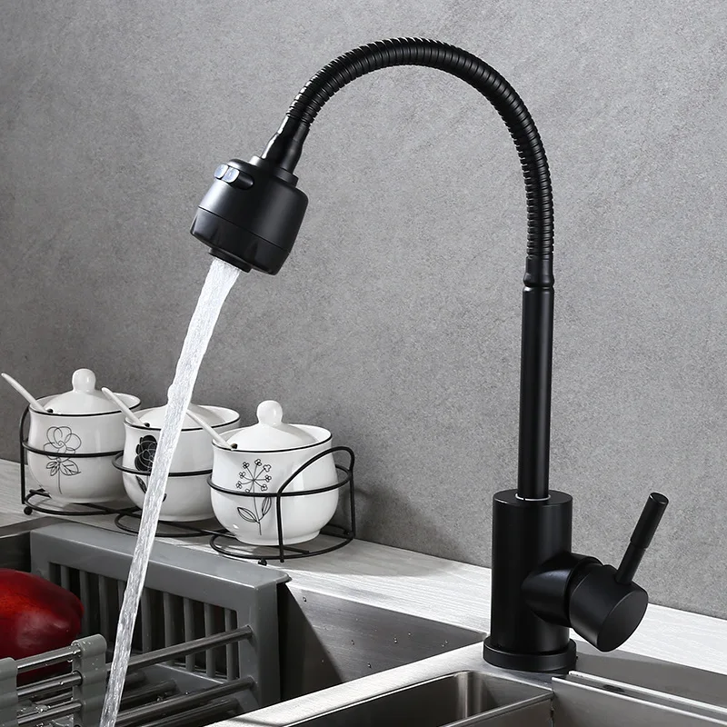 

Black kitchen 360 ° rotating faucet, 304 stainless steel vegetable basin, sink, washbasin, hot and cold faucet