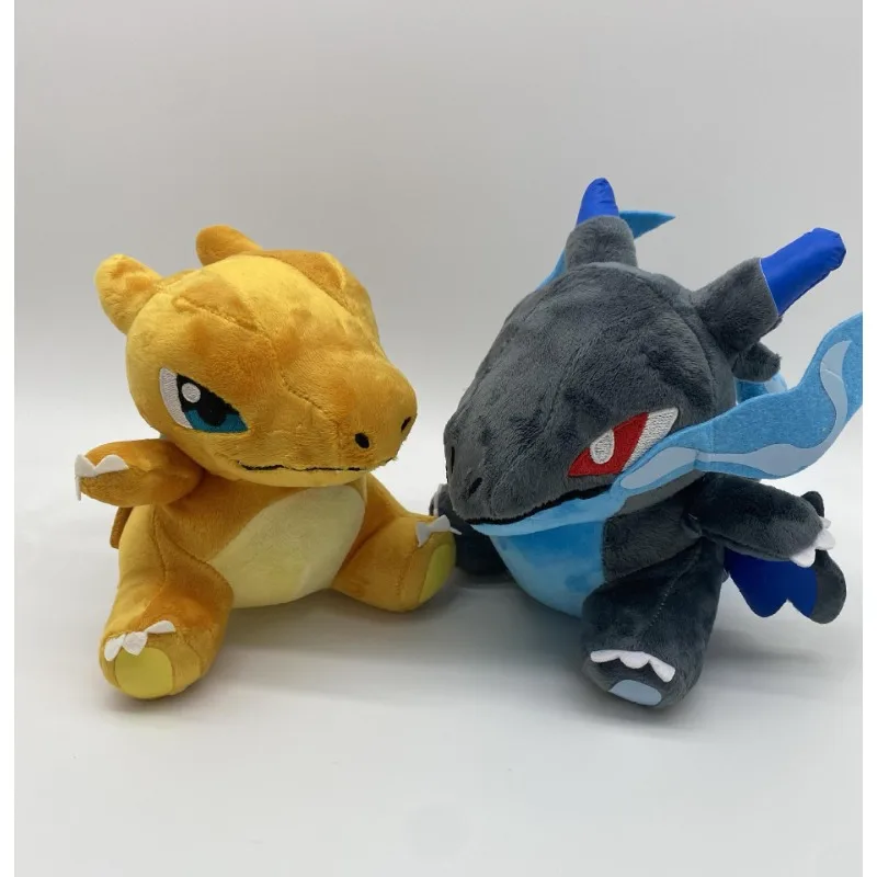 Charmander bambola di peluche piccola versione XY Q bambola drago che respiro il fuoco giocattoli di peluche nero giallo Charmander giocattolo drago a testa grande