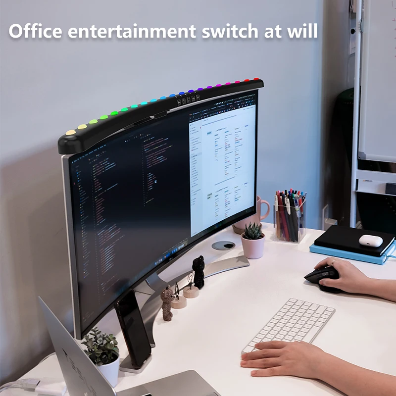 RGB 40 سنتيمتر/60 سنتيمتر Led شاشة الكمبيوتر ضوء بار الموسيقى إيقاع الشاشة معلقة ضوء يعتم جو ليلة مصباح للعبة/الدراسة/العمل #4