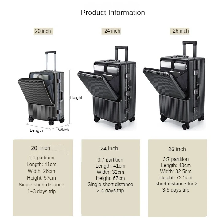 Travel Suitcase Large Capacity Thickened Trolley Case 3 Password Lock Suitcase on Wheels Female Multi Functional Notebook Bag