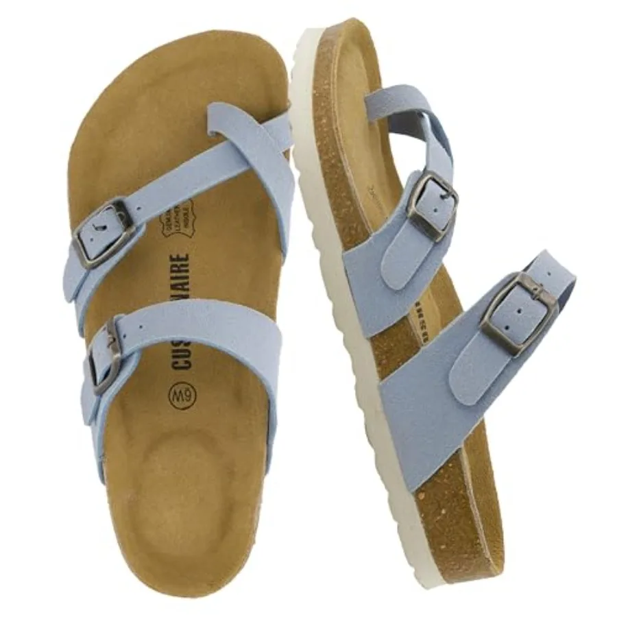 

Luna Sandals for Women, Cork Footbed Womens Sandals for Summer Comfort with Adjustable Straps, Wide Width Available