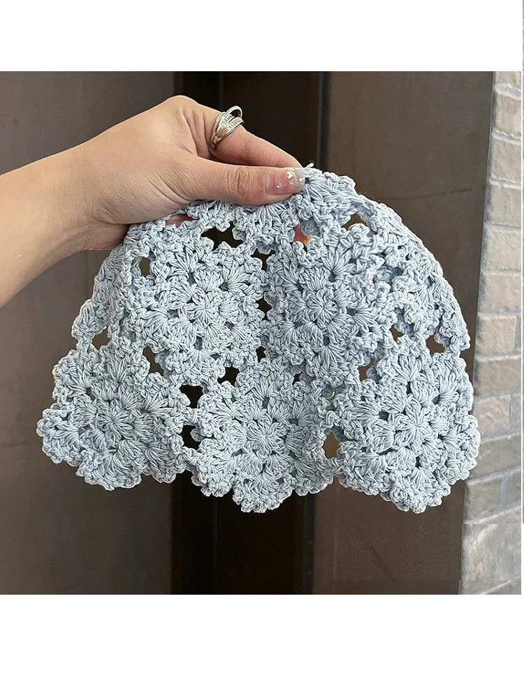 Böhmische handgewebte, ausgeschnittene Kapuzenmütze für Damen, gehäkelte Strickmütze im Ethno-Stil für Reisen und Fotos – Detail 12