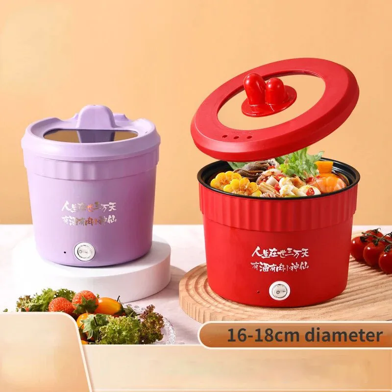 110V Mini Electric Cooking Pot Multifunctional Rice Cooker Hot Pot Instant Noodles Porridge Omelette Quick Food Pot Frying Pan