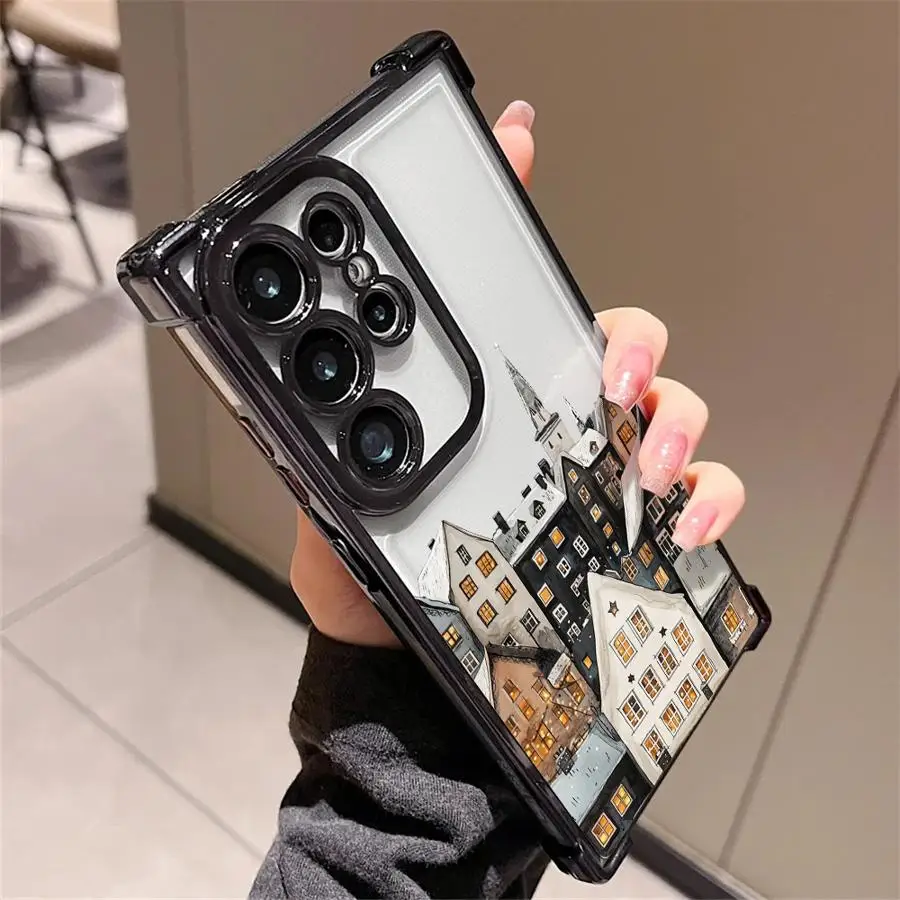 Casing Penutup Ponsel Lembut untuk Samsung Galaxy S23 S20 FE S21 Plus S22 Ultra S25 Edge S24 Selamat Natal Salju Musim Dingin