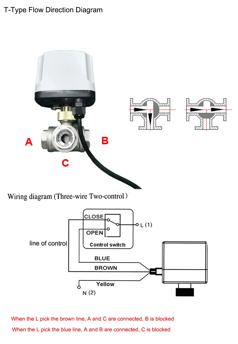 Elettrovalvola DN15 3 Way 304 Stainless Steel IP65 Waterproof Motorized Ball Valve 220V 12V 24V 3-Wire 2 Control T Type Electric Ball V Pneumatica — dettaglio 1