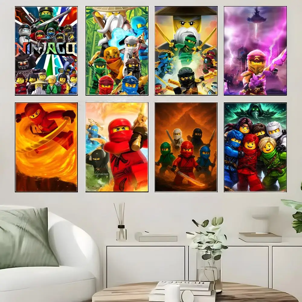 Anime N-Ninjago Poster  Self-adhesive Art Waterproof Paper Sticker Coffee House Bar Room Wall Decor