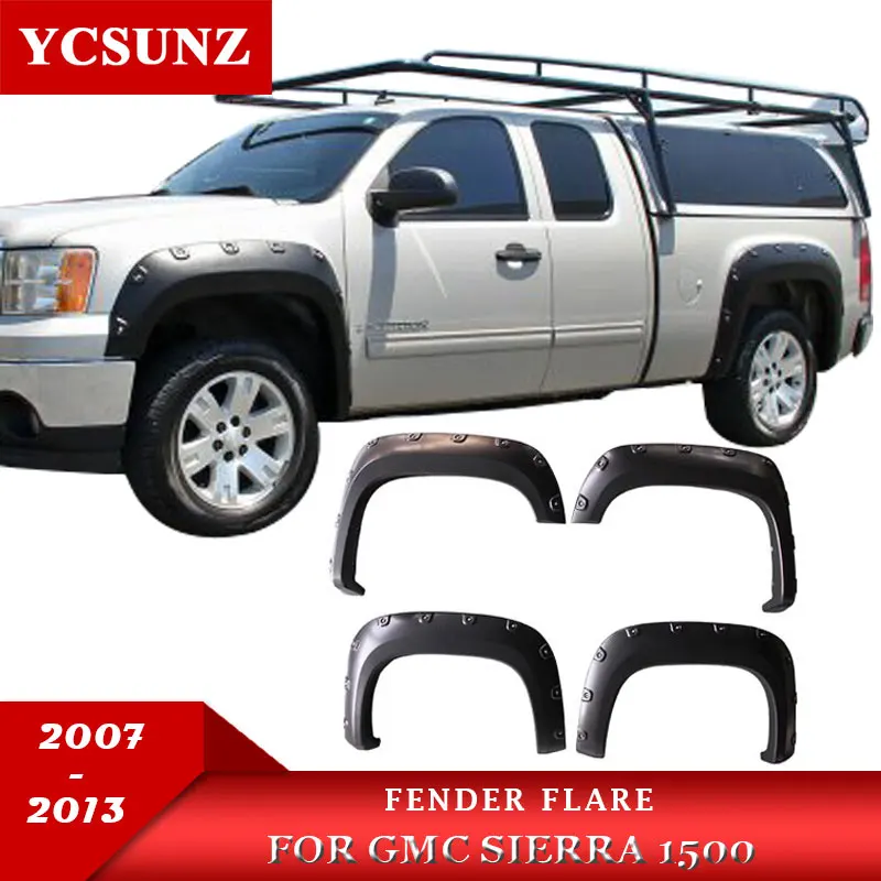 Wheel Arch Mudguards Fender Flares For GMC SIERRA 1500 2007 2008 2009 2010 2011 2012 2013 With Bolt Nuts Pickup Truck Ycsunz