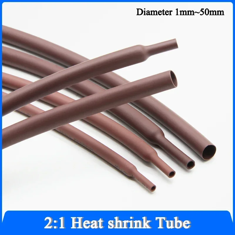 

1m Heat Shrink Tube 2:1 Brown Diameter 1mm~50mm Heat-shrink Tubing Wire Repair Protector Cable Connector Insulation Sleeving