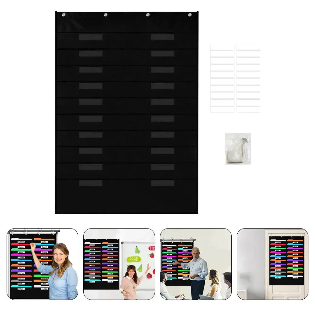 

Over The Door Wall File Organizer Black Large Capacity Classroom Storage Bag Folder Holder for Mail Magazines Documents
