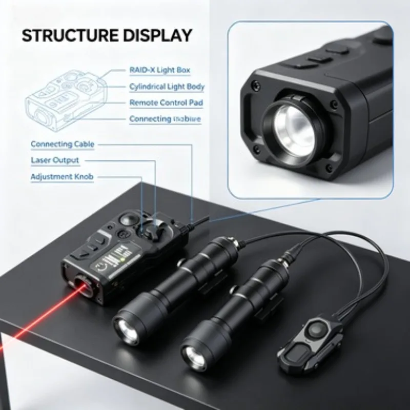 Adjustable Bright Beam RAID-X Multi Function Storage Box Easy Install Fit Rifle Hobby Play Model Gear