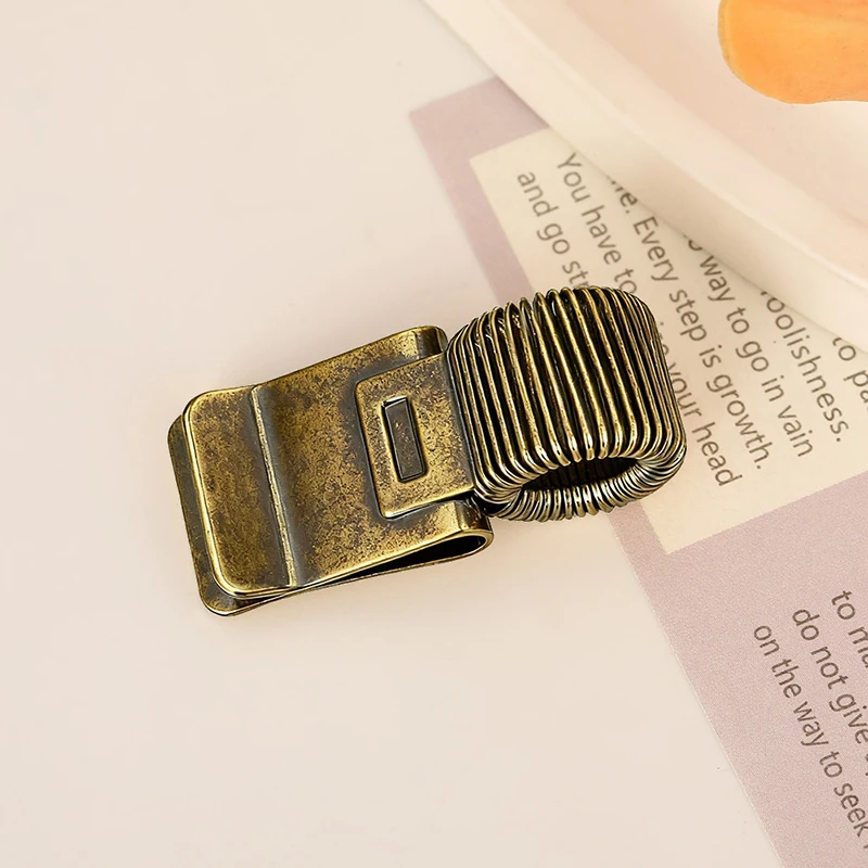 Metalen penclip met veer Creatieve gouden retro veerclip Studentenpenclip voor notitieboekjes School - afbeelding 1