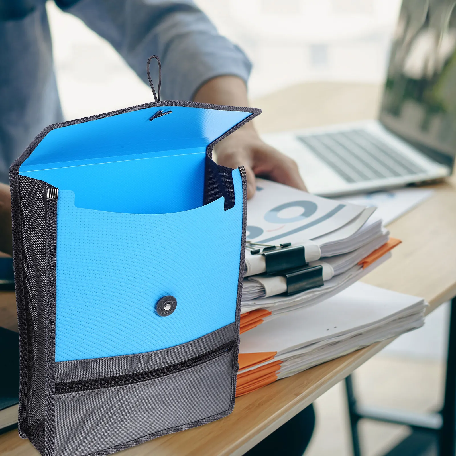 

Canvas Document Bag Large Capacity A4 File Holder Waterproof Zippered Pouch For Office Business Portable File Organizer