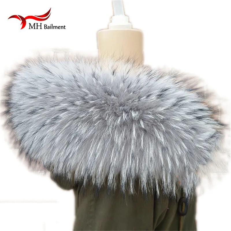 Real Raccoon Fur Collar Womens 100% Natural Fur Gray Collar Real Fur Shawl Raccoon collar Fur Scraves L#84