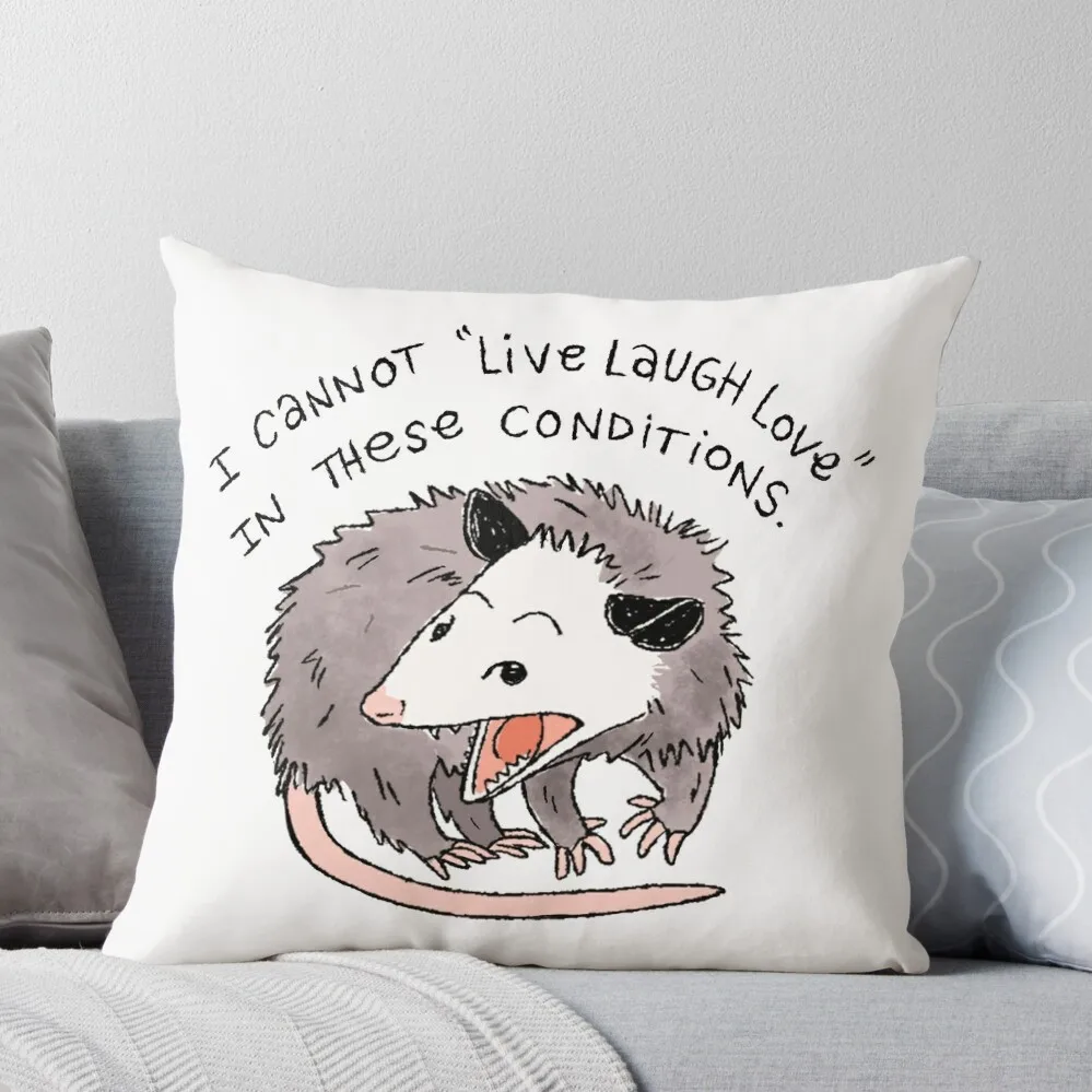 Opossum Live Laugh Love Throw Pillow Pillow Cover Sitting Cushion christmas decorations for home 2024