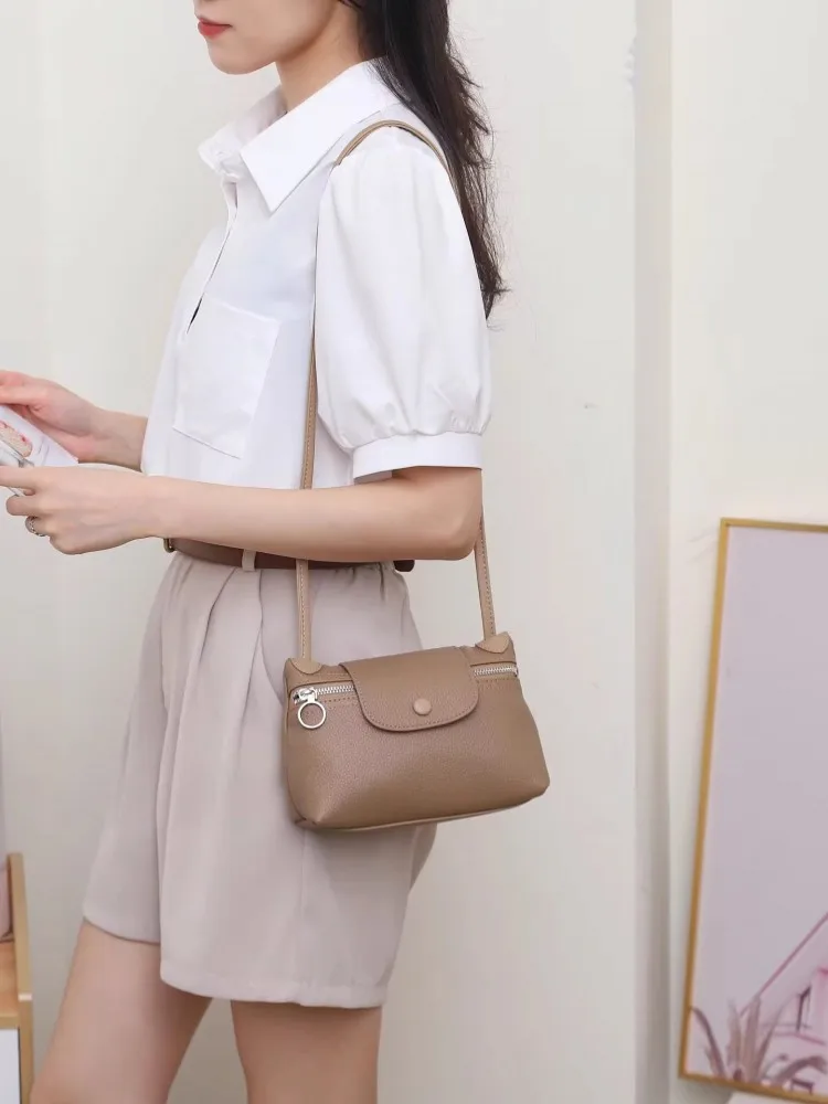 أزياء المرأة حقيبة صغيرة رفرف بلون عارضة جلد طبيعي ريترو حقيبة كروسبودي تنوعا غلق بمشبك واحد الكتف الإبط حقيبة #2