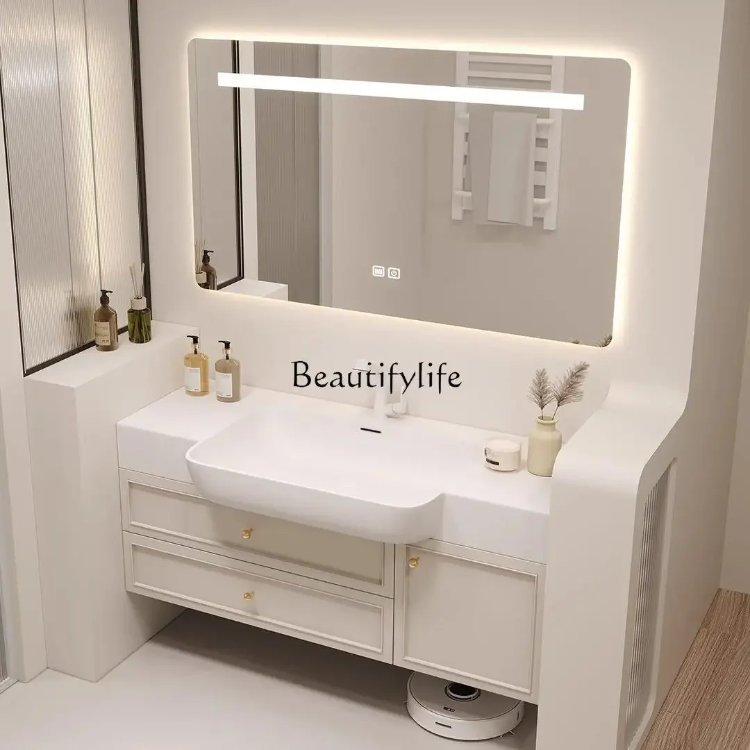 

LJYIntegrated big belly basin bathroom cabinet combination very narrow small apartment face wash basin wash table customization