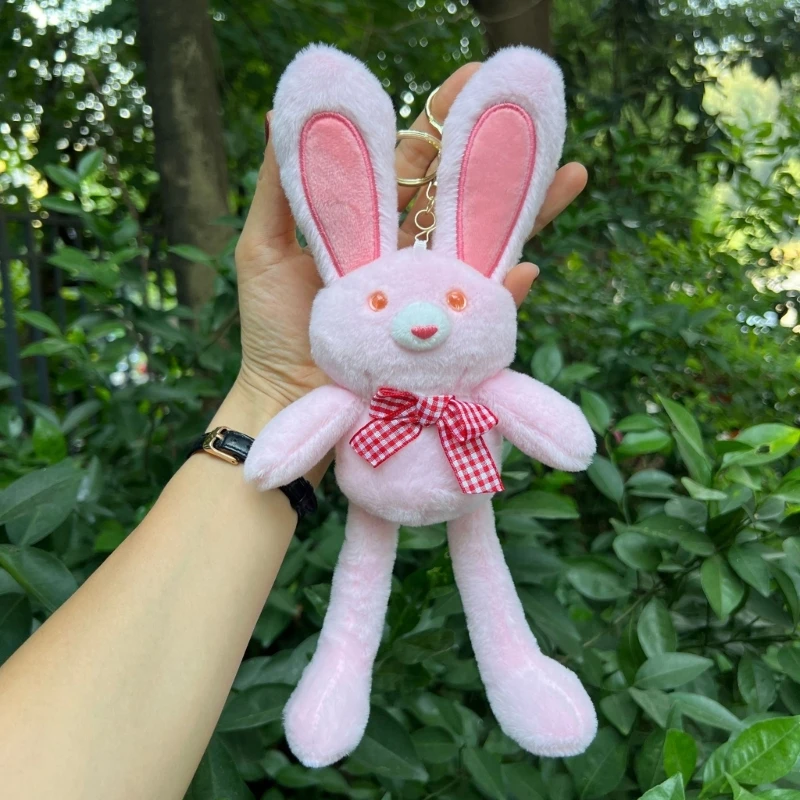 Just Pull Ears Bunny Plush Keychain for Toy Machine Transfiguration Gift Carnival Prizes for Kids Backpack Gift