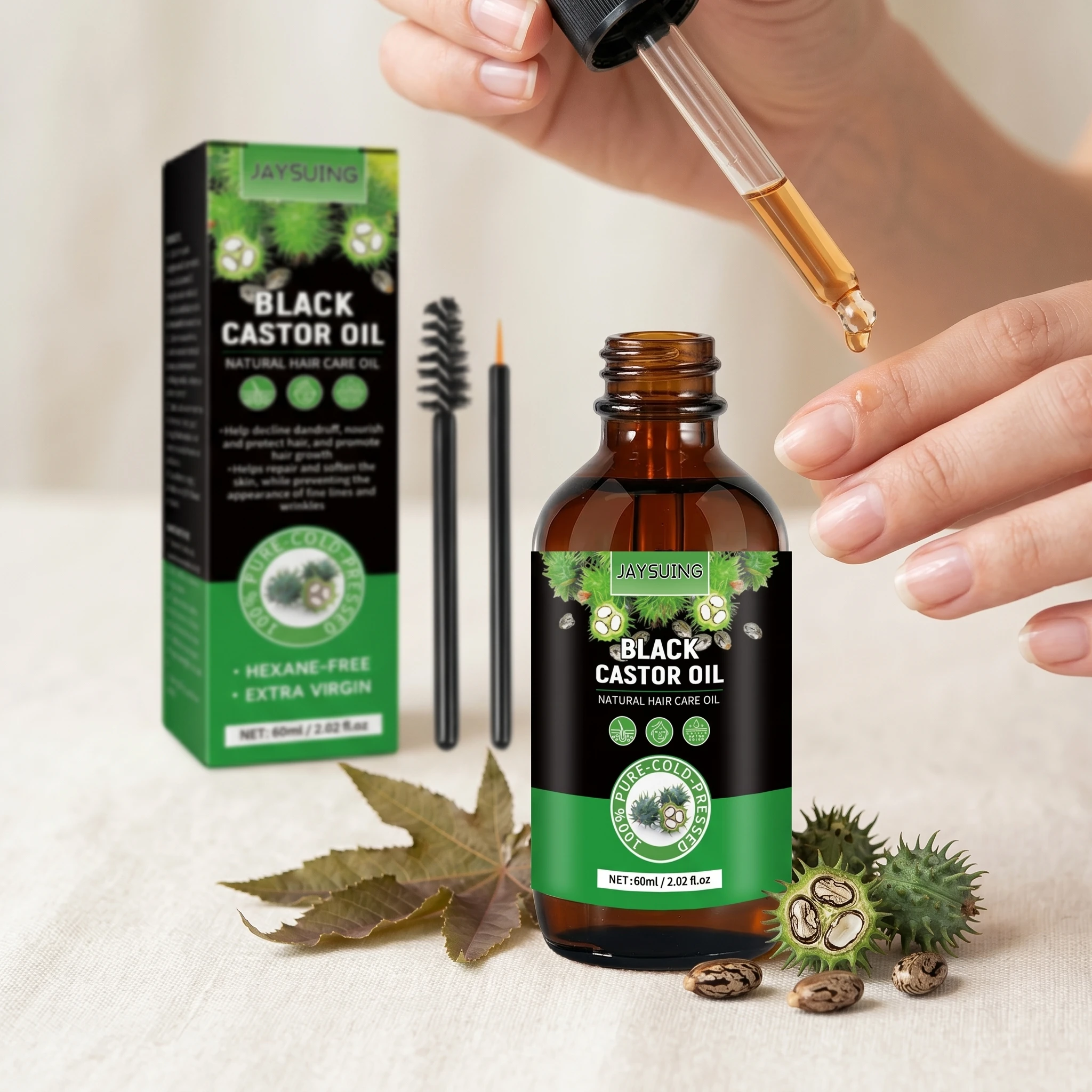 Hair Regrowth Essential Oil Repairing Dryness Damaged Hair Revitalize Follicles Improves Hairline Nourishment Black Castor Serum
