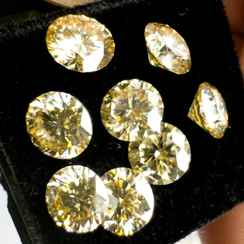 Moissanite Stone Round Cut Yellow Natural Color Gemstone Synthetic Lab Created Gemstone Comes with GRA Certificate