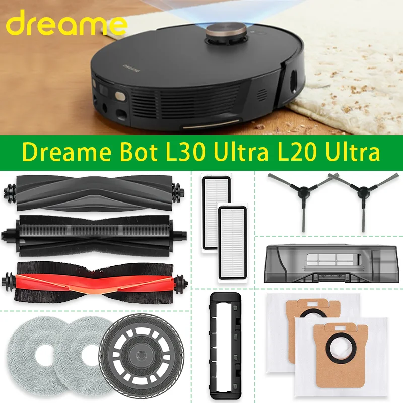 For Dreame Bot L30 L20 Ultra Robot Vacuum Spare Parts Consumables Main Side Brush Hepa Filter Mop Cloth Dust Bag Accessories