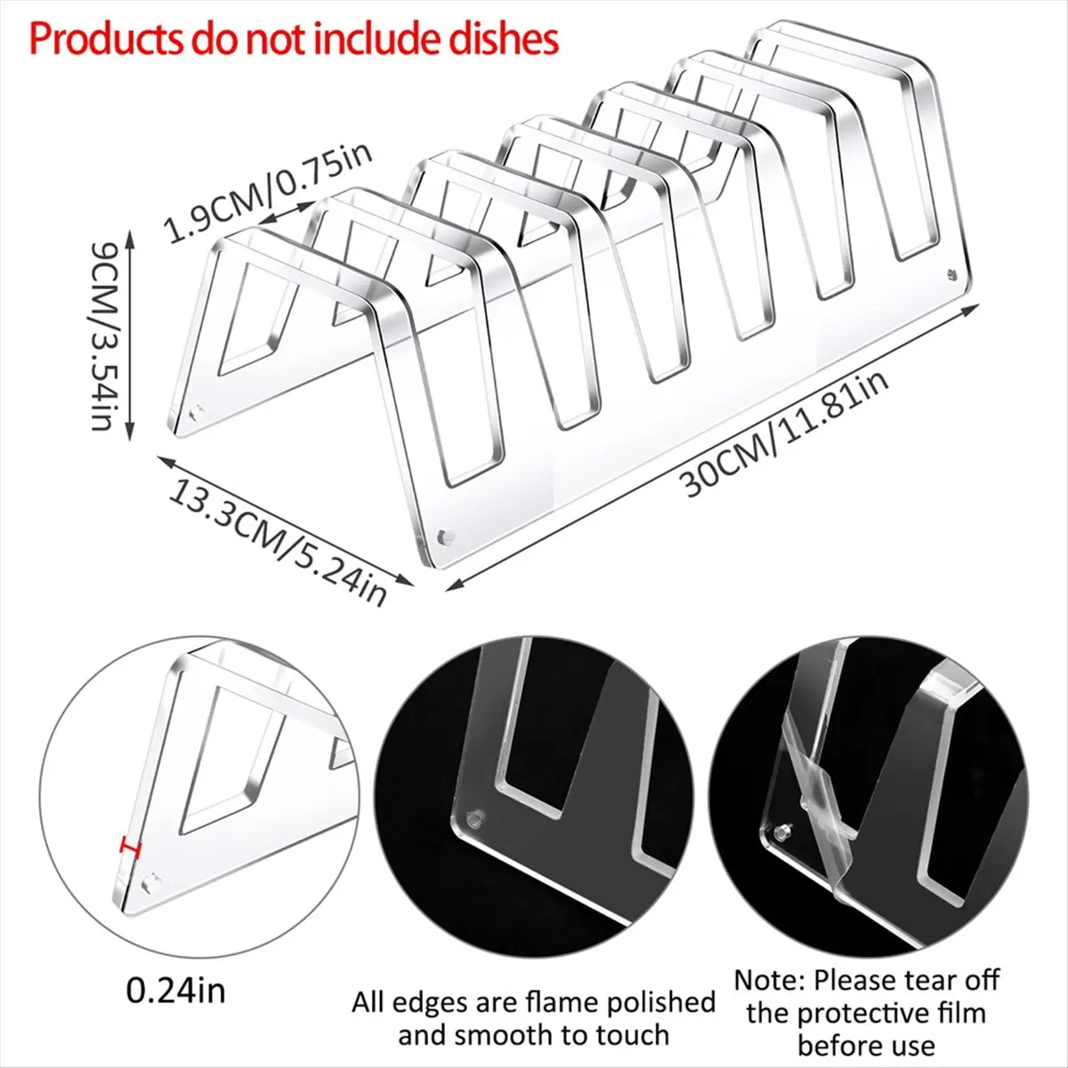 2025+ Acrylic Plate Display Stand, 6 Tiered Clear Acrylic Holders for Showcasing Dinnerware, Kitchenware, Decorative Plates