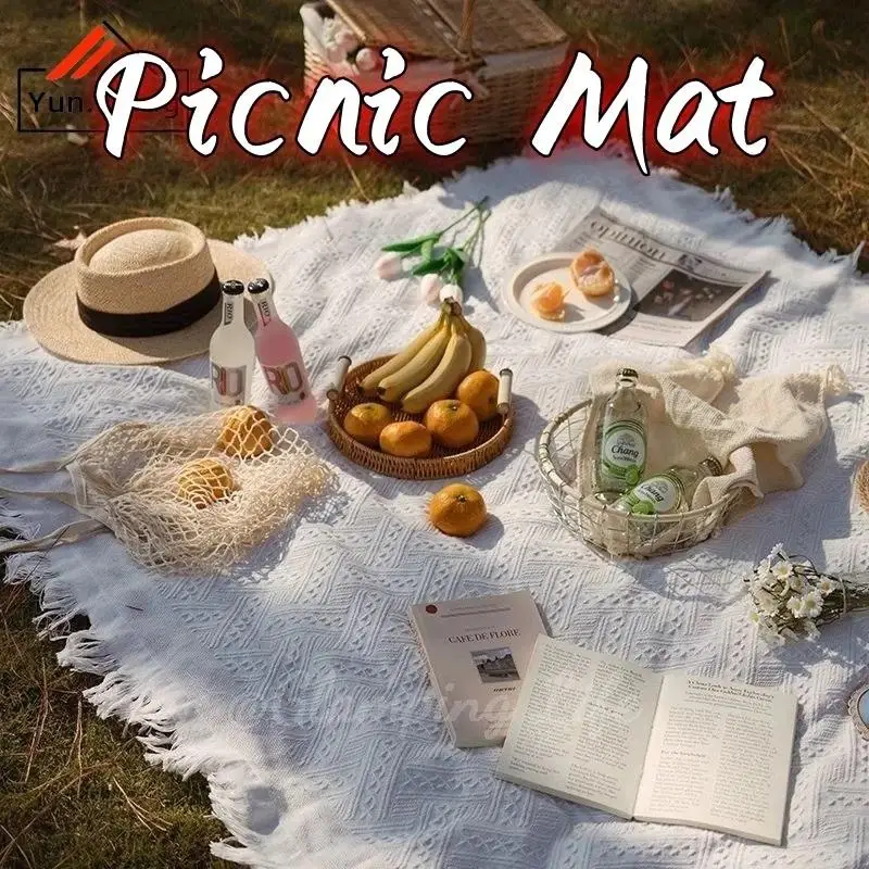 【CC】Picnic Blanket Camping Blanket Woven Sofa Cover Tablecloth Tapestry Outdoor Camping Dustproof Tablecloth Mat - view 2