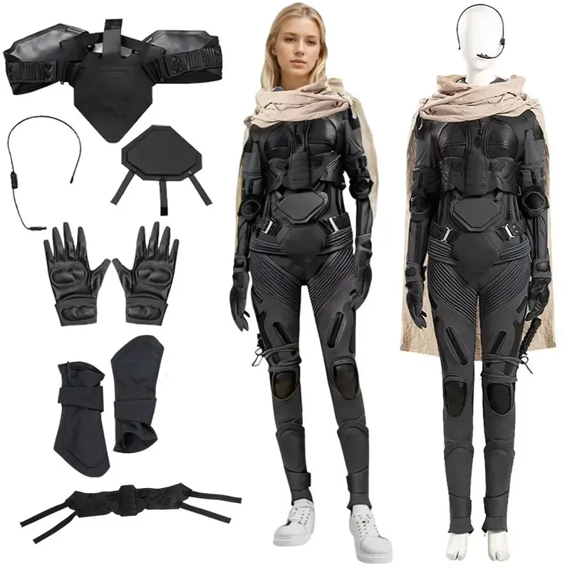 

Chani косплей фэнтезийный комбинезон костюм 2024, женская одежда для ролевых игр из фильма, плащ, комплект перчаток, женские костюмы для Хэллоуина