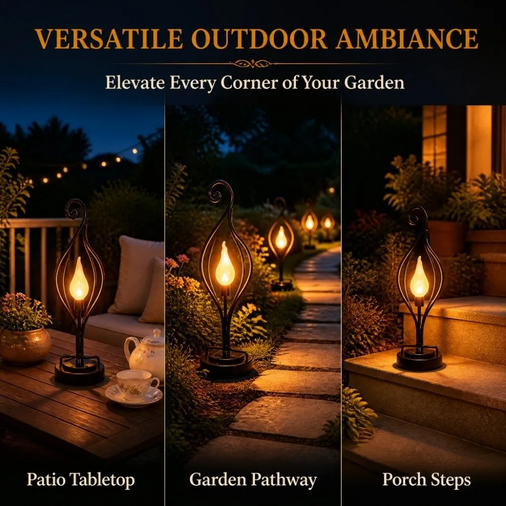 Sturdy Metal Housing Solar Flame Light Vivid Flame Effect Auto Sensing Outdoor Lawn Garden Decor Light Solar Powered