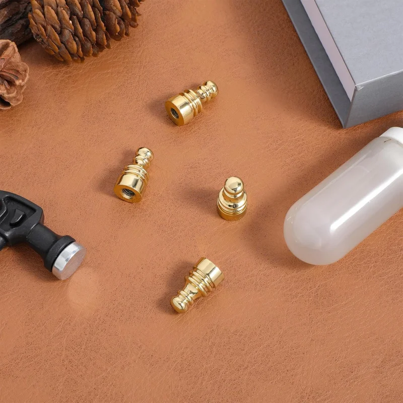 4 Pcs Solid Lamp Finials Shade, Gold Finial Holder Decorative 1 Inch Screw