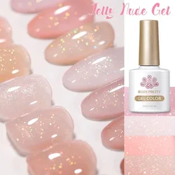BORN PRETTY 10ml Jely Nude Glitter esmalte de uñas en Gel brillo rosa claro Color translúcido luz UV curación Gel barniz manicura uñas