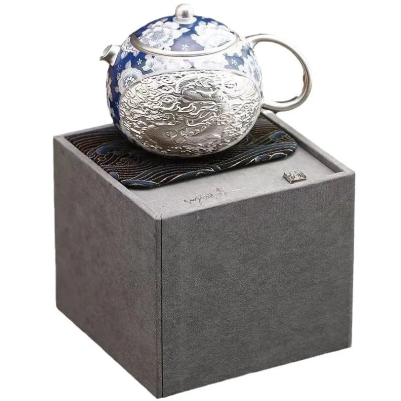 

Blue and white silver anti-scalding teapot