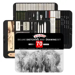 70-Pack Drawing Set, Sketching Kit, Art Supplies with A Sketch Pad ,Colored, Graphite, Charcoal, Watercolor, Metallic Pencils