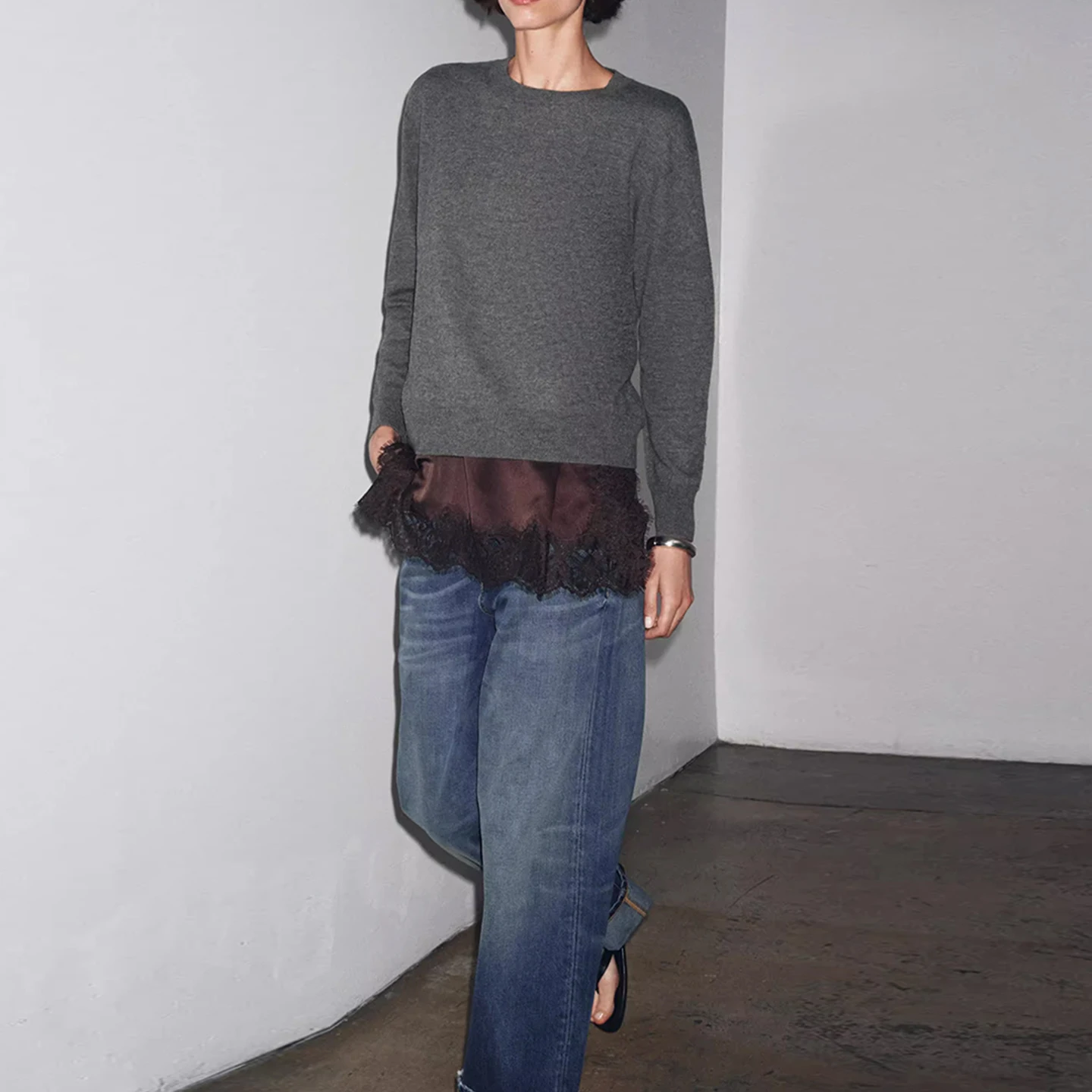 

Z женский ультрамягкий шерстяной длинный вязаный свитер свека, модный персональный свитер, Новое поступление, осень 2022, сезонная одежда