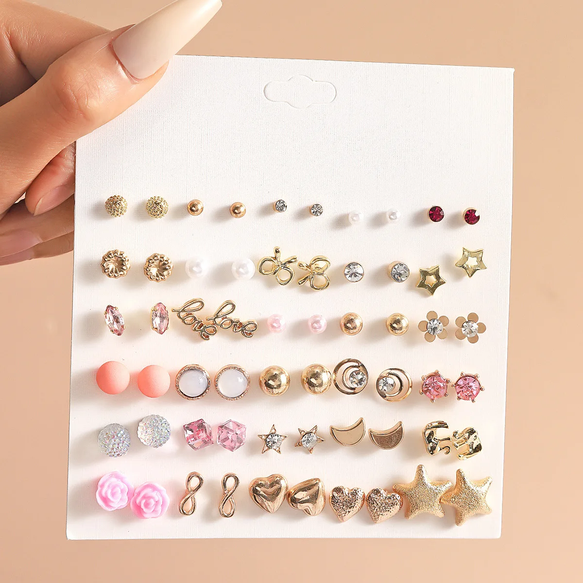 European and American personalized love set earrings popular simple earrings sweet fashion accessories women's wholesale