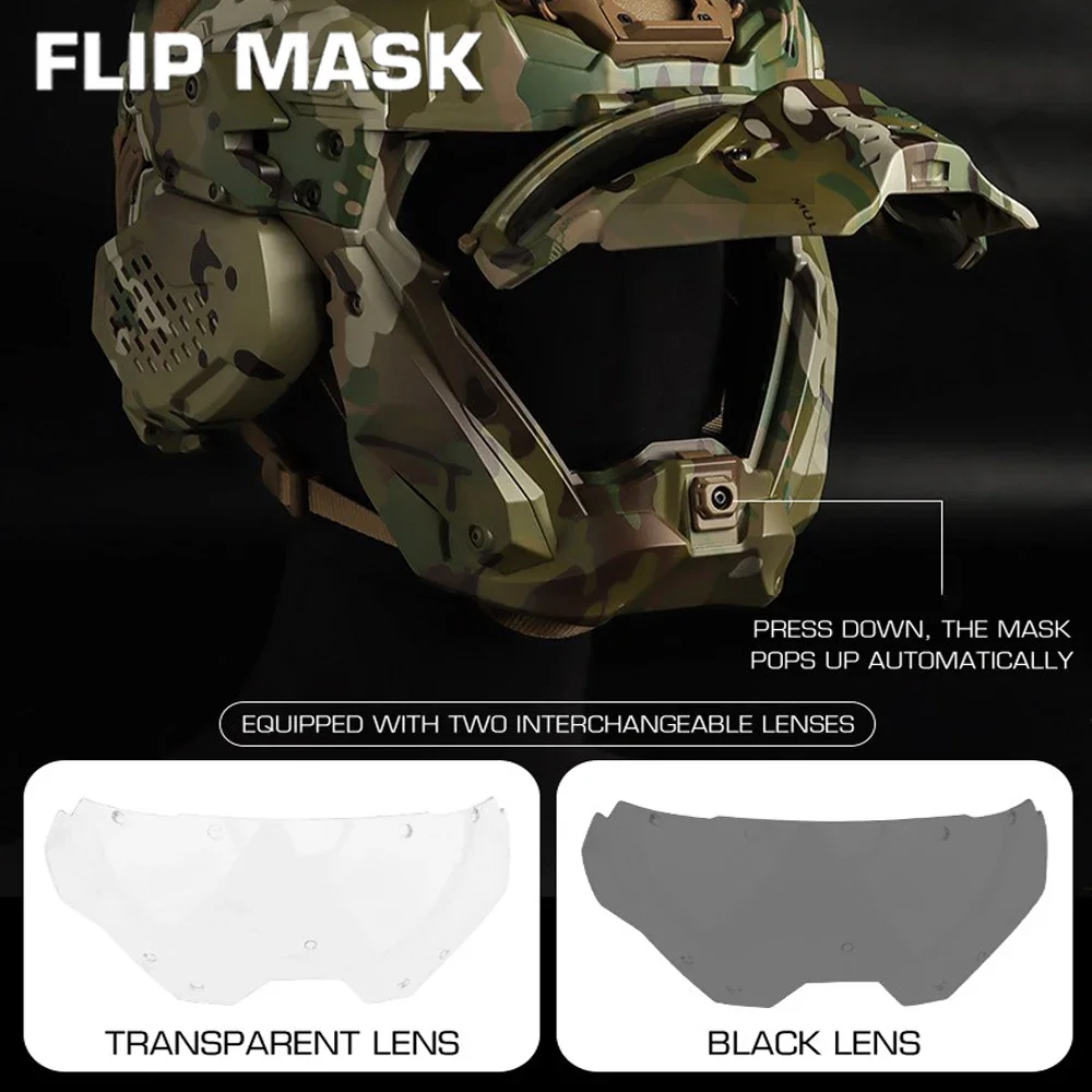 @ Airsoft خوذة سريعة تكتيكية ميليتار W-Ronin خوذة هجومية II سماعة رأس مدمجة، مروحة مضادة للضباب، قناع الوجه، عدسة بديلة #5