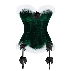 Sexy Santa Lingerie Santa Costumes for Women Christmas Black Red Feather Costumes Corset Top S-6XL