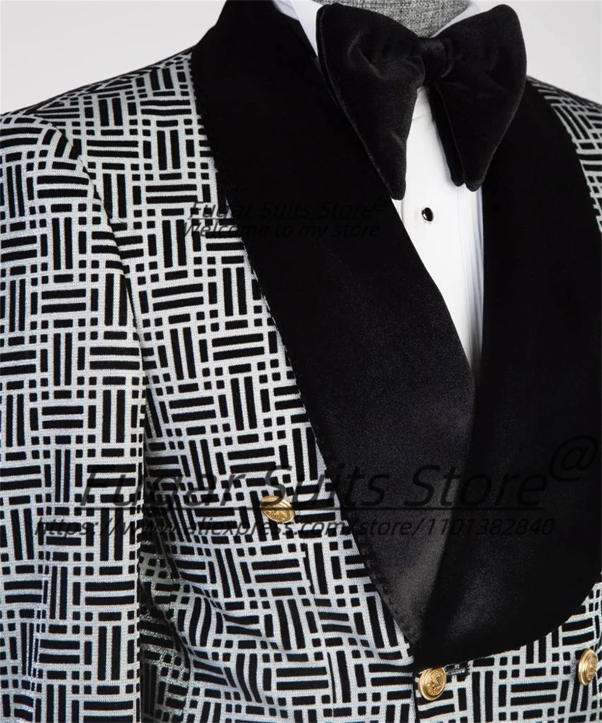 Elegant Jacquard Men Suits Slim Fit Shawl Lapel Groom Formal Tuxedos 2 Pieces Sets Classic Male Blazers High-qublity Ropa Hombre
