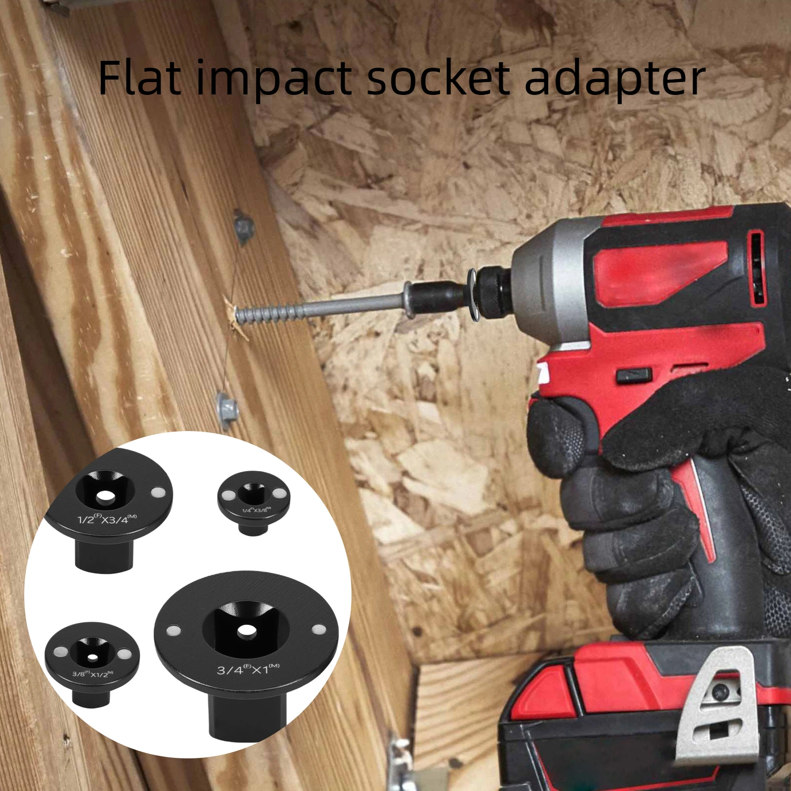 

4Pcs Low Profile Impact Socket Adapter Set Standard Drive Size Magnetic Drive Ratchet Etched Markings Impact Resistant for Tight