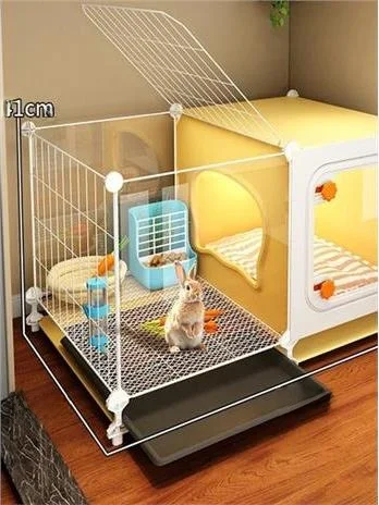 高級透明うさぎケージ-トイレ付き-室内用-大型-ビラ仕様-うさぎ小屋-ペット用品