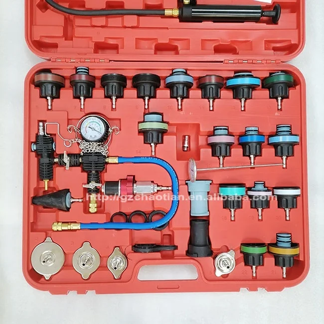 

28pcs 33pcs Radiator Pressure Tester Vacuum Type Cooling System Test Detector Kit X1v4 for Construction Machinery