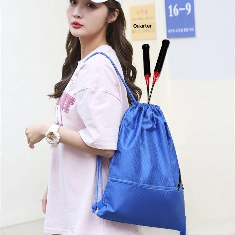 

Portable Badminton Racket Storage Bag Fitness Backpack Double Shoulder Drawstring Student Training Bag Sports Gear Bag