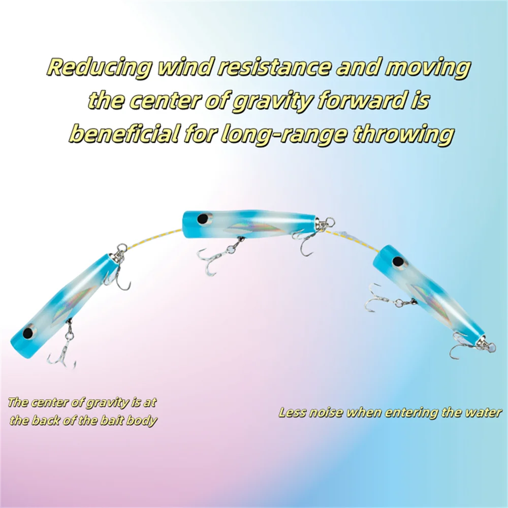 MUKUN 2pcs 120mm 45g Popper Fishing Lure Sea Saltwater Hard Baits Floating Swimbaits Surface Tuna Topwater Artificial Baits