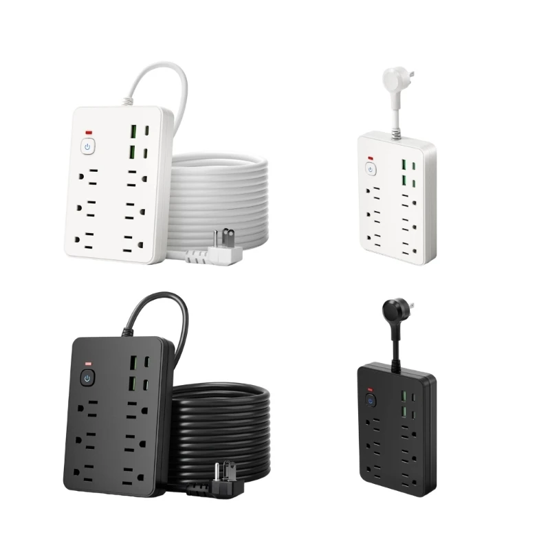 96BA Modern Electrical Outlet With 6 Standard Receptacles 2 USB And Circuit Safety System Power Receptacle