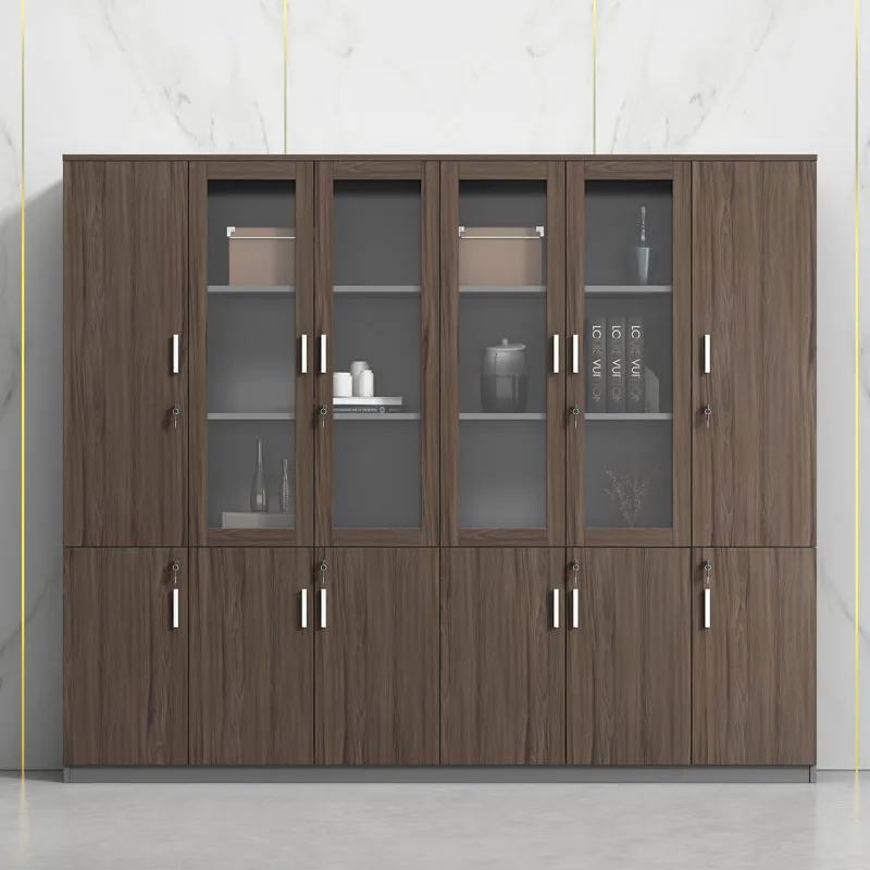

Modern Solid Wood Tall Bookcase Office Study with Lock Glass Door Floor Cabinet Storage File Office Furniture Estanterías FYBK